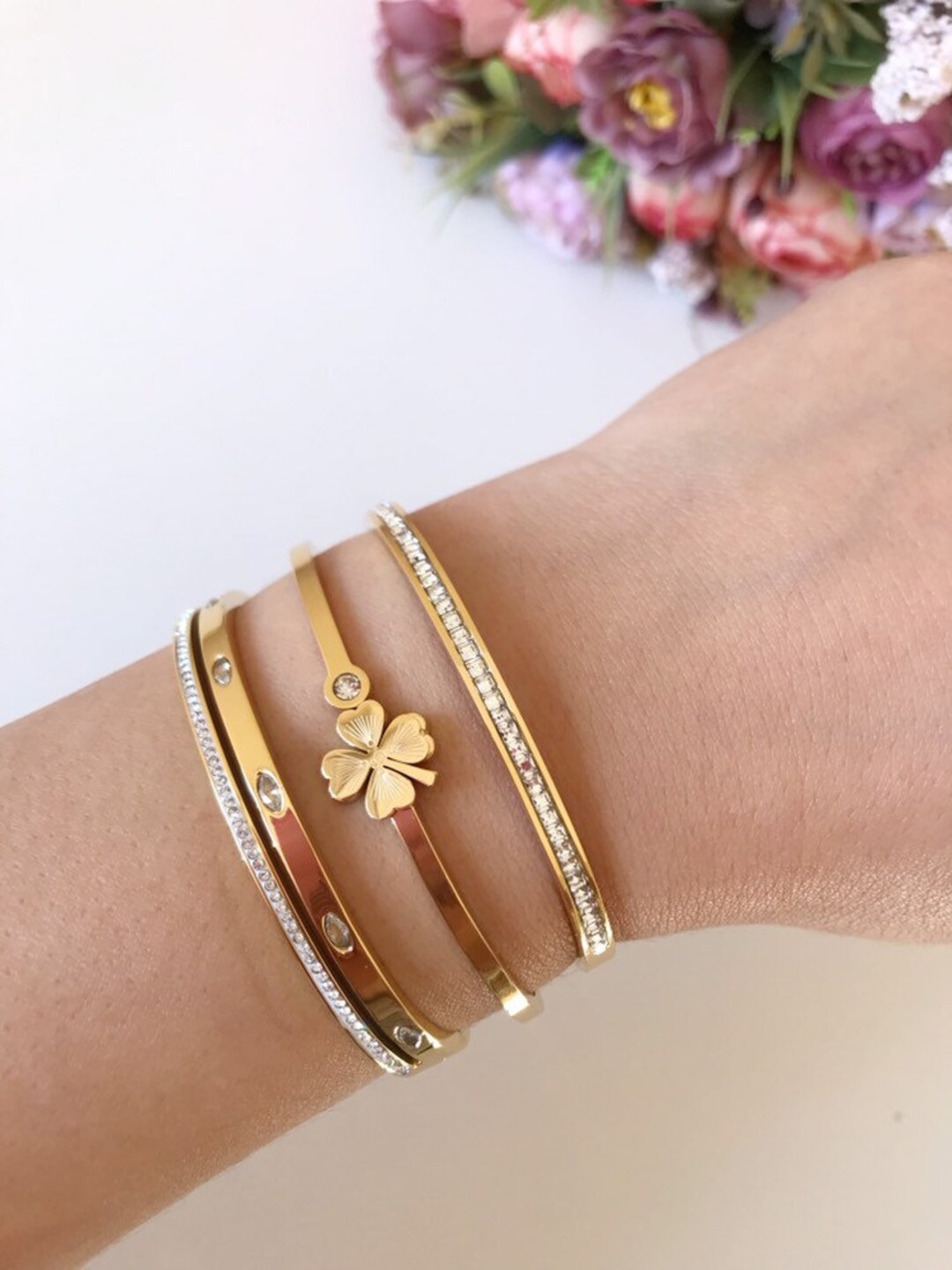 STONE HENgE/送料込み/関税込み 14K Flower Cubic Bracelet STONEHENgE(ストーンヘンジ) ブレスレット(レディース) - 海外
