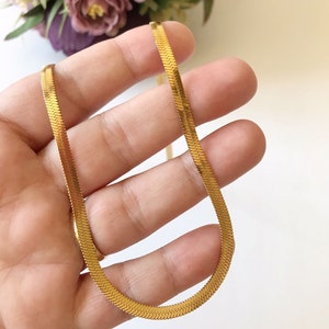 18K Gold Filled Herringbone Chain: Adjustable Italian Snake Necklace