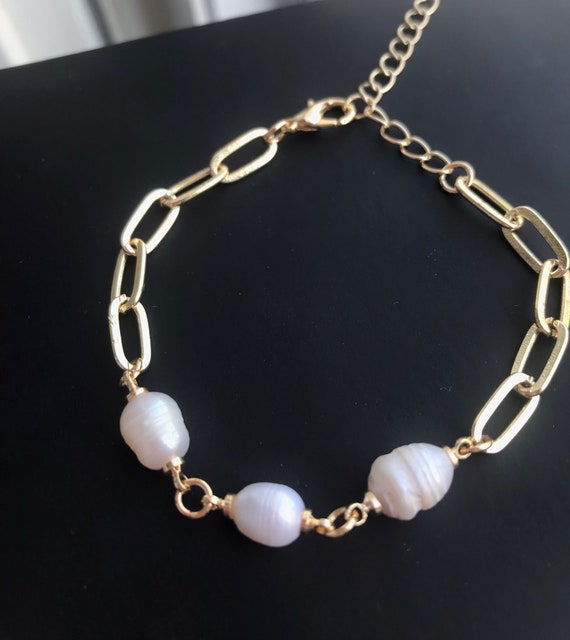 アクセサリー Baroque pearl & joint chain bracelet Baroque Pearl Chain Bracelet | Coisinlia