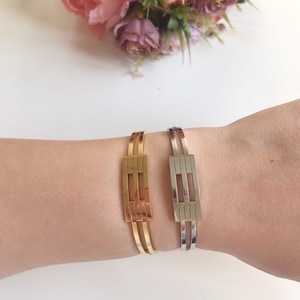 Gold Silver Set Bracelet, Cuff Bracelet, Bangle Bracelet, Gift For Her, Gold Cuff Bracelet, Minimalist Bracelet, Open Cuff Bracelet,Bracelet
