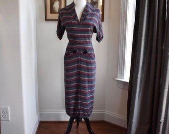 1950s Striped Day Dress