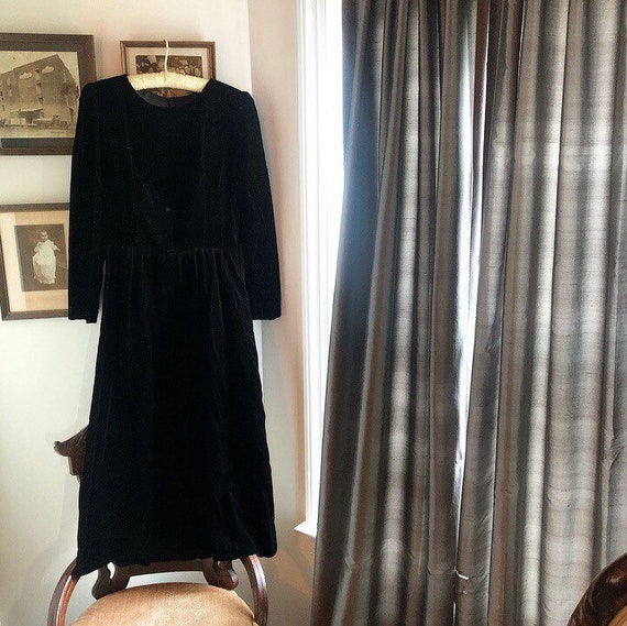 1980s Lanz Originals Black Velvet Dress