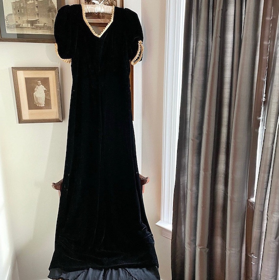 1930s Silk Velvet Evening Dress