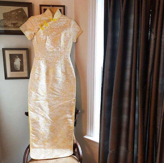 Vintage 1990s Yellow Cheongsam