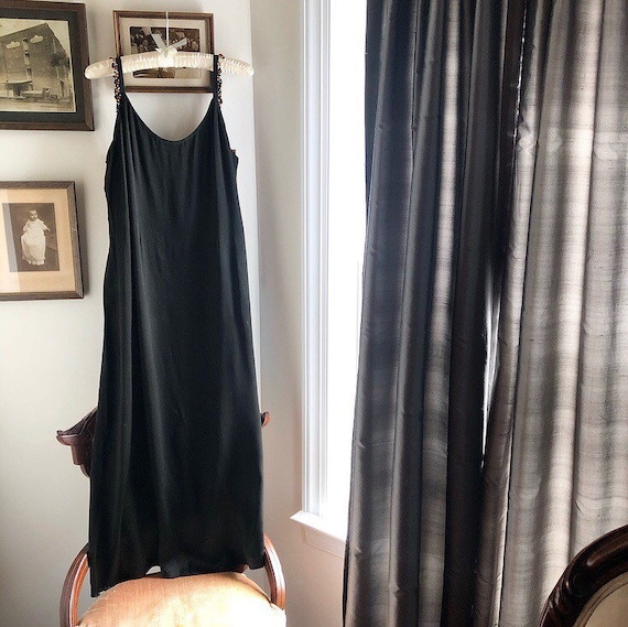 1930s Black Silk Slip Dress