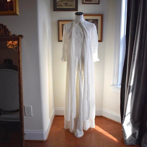 1940s Silk Chiffon Peignoir