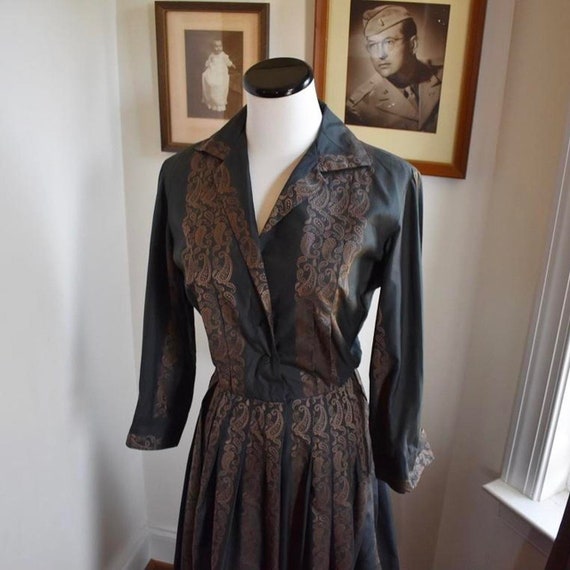 1950s Collared Day Dress - image 4