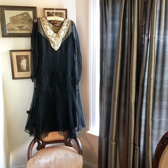 1920s Silk Chiffon Dress