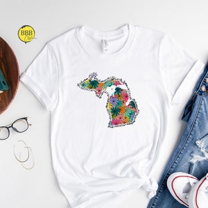 Michigan Floral State Shirt: Vacation Souvenir Tee