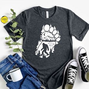 Bigfoot Mountain Graphic Tee: Sasquatch Hiking Shirt