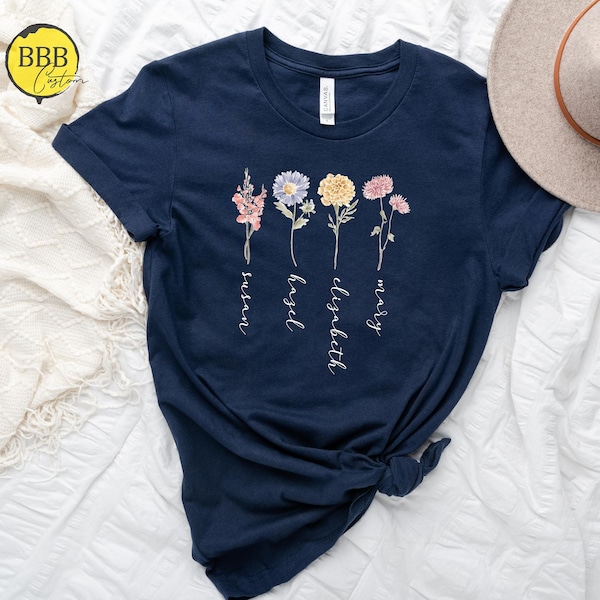 Custom Birth Month Flower Shirt: Personalized Floral Mom Gift