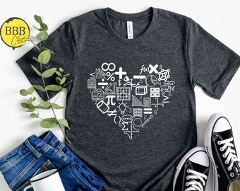 Math Heart Teacher Shirt: Nerdy Student Gift