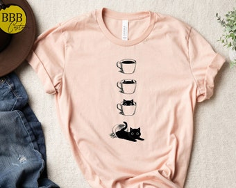 Coffee Cat Shirt, Coffee Lover Gift, Cute Cat Shirt, Coffee Addict Shirt, Coffee Lovers Shirt,Cat Lover Gift,Cool Cat Shirt,Animal Lover Tee