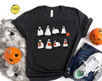 Black Labrador Halloween Shirt: Ghost Dog Pumpkin Tee