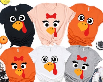 Turkey Face Thanksgiving Shirt, Matching Family Tee