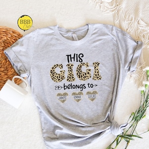 Custom Gigi Shirt, Custom Grandkids Name, Leopard Gigi Shirt, Grandma Gift, Grandparent Shirt, Nana Shirt, Gigi Shirt, Mothers Day Shirt
