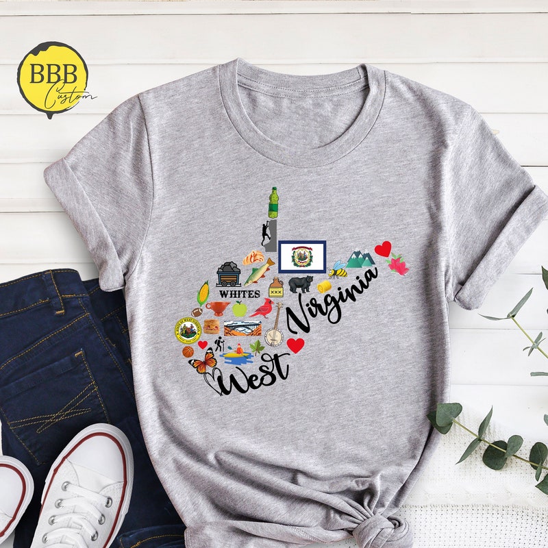 T-shirt 'Home Is West Virginia' - Coton 100% - Noir - Unisexe - Tampa Printing - Neuf Avec étiquettes