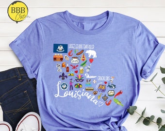 Louisiana State Favorite Shirts, Louisiana State Map Shirt, Louisiana Travel Gifts, Louisiana Apparel, Louisiana Lover Shirt, Louisiana Gift