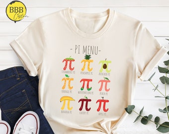 Pi Menu Math Teacher Shirt: Funny Pi Day Gift Tee