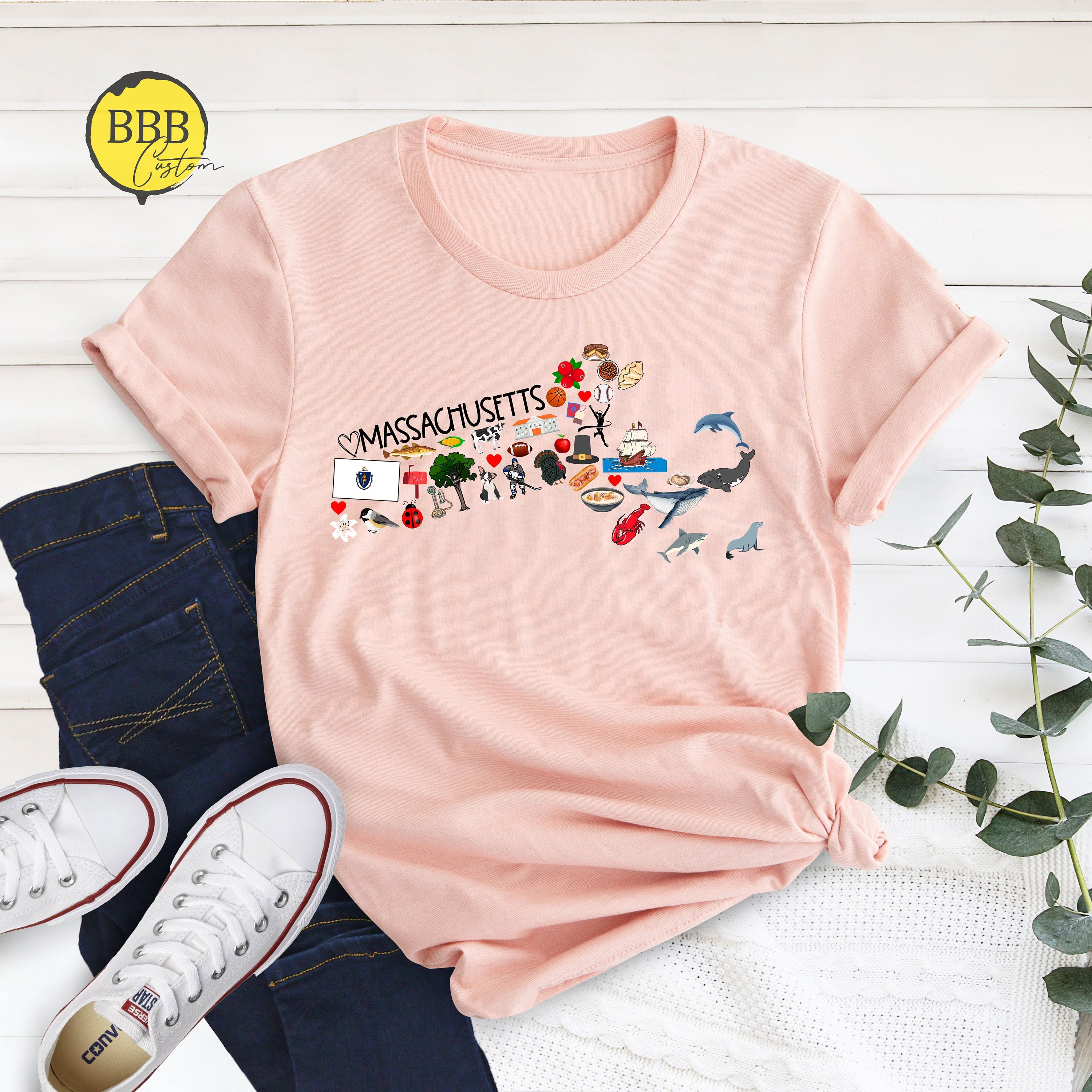 Massachusetts Map Silhouette Tee: Home State Souvenir Shirt