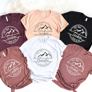 Hiking Bachelorette Shirts, Last Trail Before The Veil Bride or Tribe Shirt, Mountain Wedding party, Bridal Party Shirts, Bridesmaid Gift,