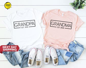 Grandma and Grandpa Est. 2026 Shirts: Couple Gift Shirts