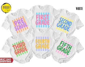 Custom Back To School Tee, Grade Level Team Shirt, Graduation Gift, Colorful Student Outfit