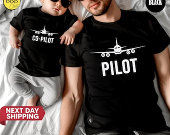 T-shirts assortis pour pilote copilote : t-shirts aviation père et fils
