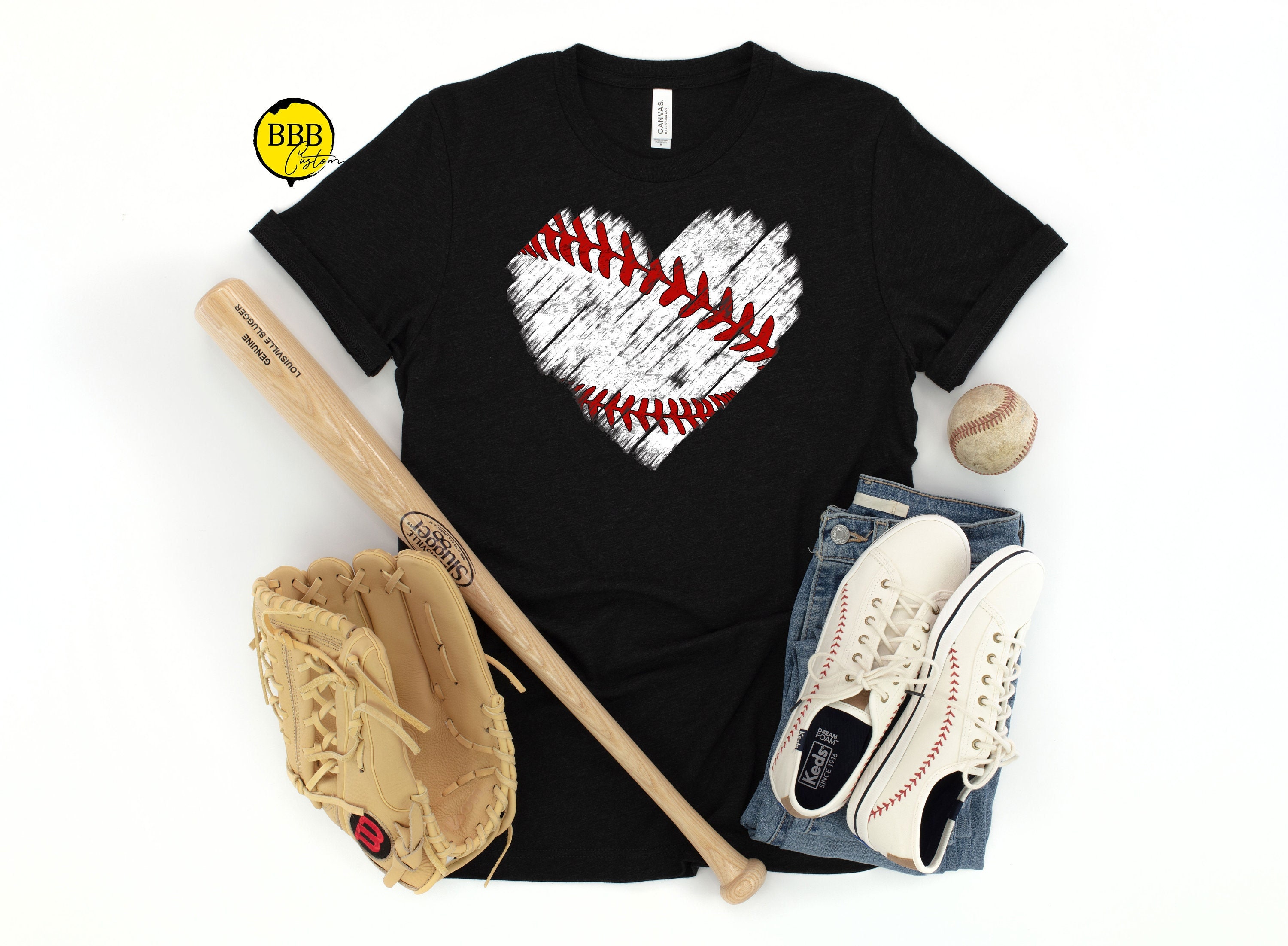 Baseball Heart Shirt, Baseball Mom Shirt, Game Day Shirt