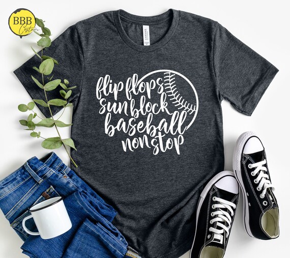 Flip Flops Sun Block Ballin Nonstop Funny Baseball T-Shirt Flip Flops Sun Block Ballin Nonstop Funny Baseball T-Shirt