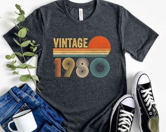 Vintage 1980 Retro Shirt, 44th Birthday, 44th Birthday Gift, 44th Birthday Party, 44th Birthday Shirt, 1980 T-Shirt