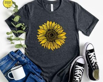 Sunflower T-Shirt: Boho Spring Garden Style