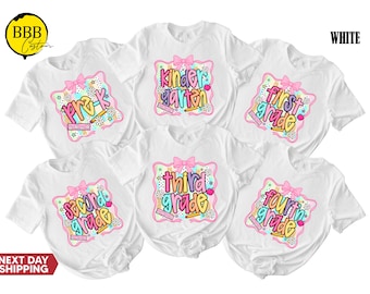 Colorful Grade Level Shirt, Coquette Graduation Tee, Floral School Gift, Back To School Outfit