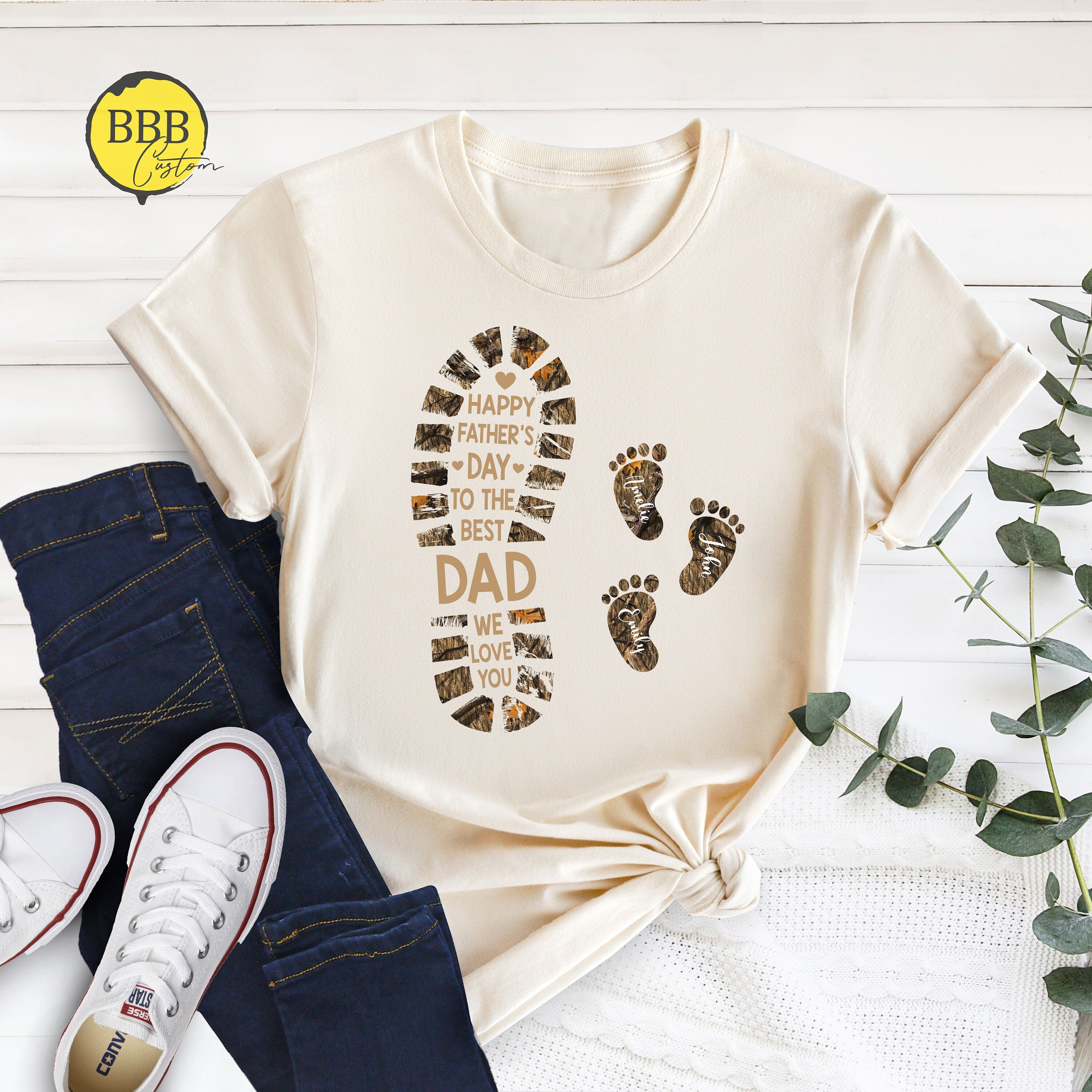 Custom Footprints Names Dad Shirt, Father's Day Gift - Etsy, image size:3000x3000