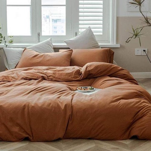 Cinnamon Color Rust Cotton Duvet Cover / Rust Color Washed Etsy Canada