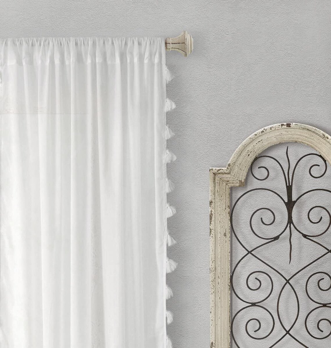 White Tassels Shower Curtain Extra Long Farmhouse Shower Etsy