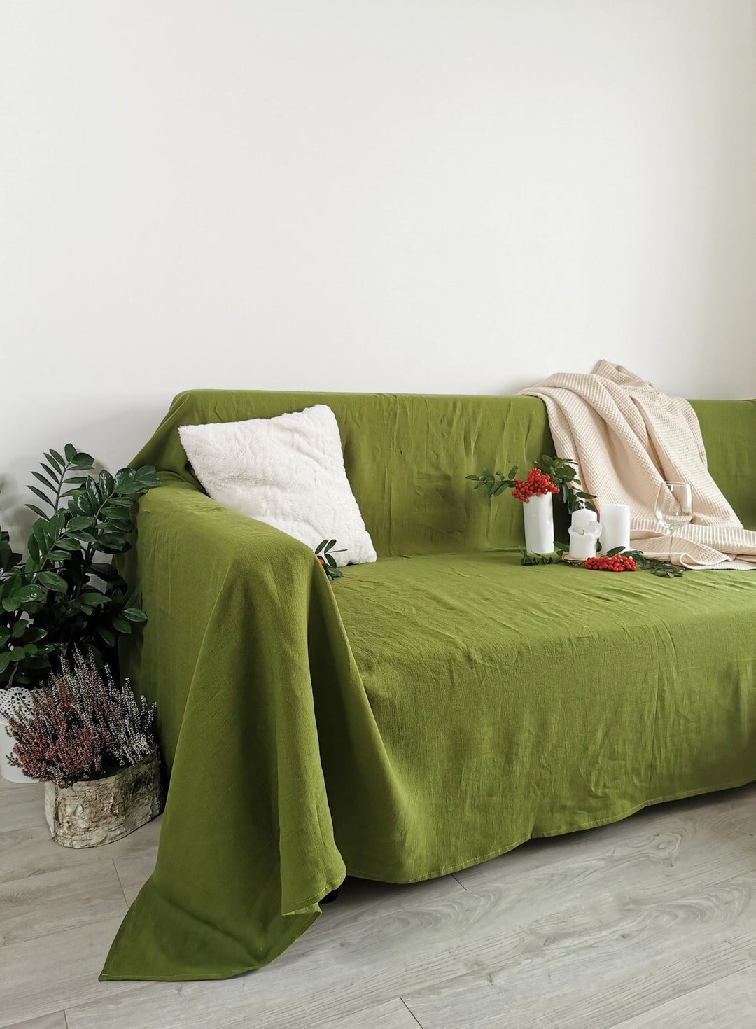 Linen Sofa Cover Bohemian Sofa Couch Throw Slip Cover for Etsy