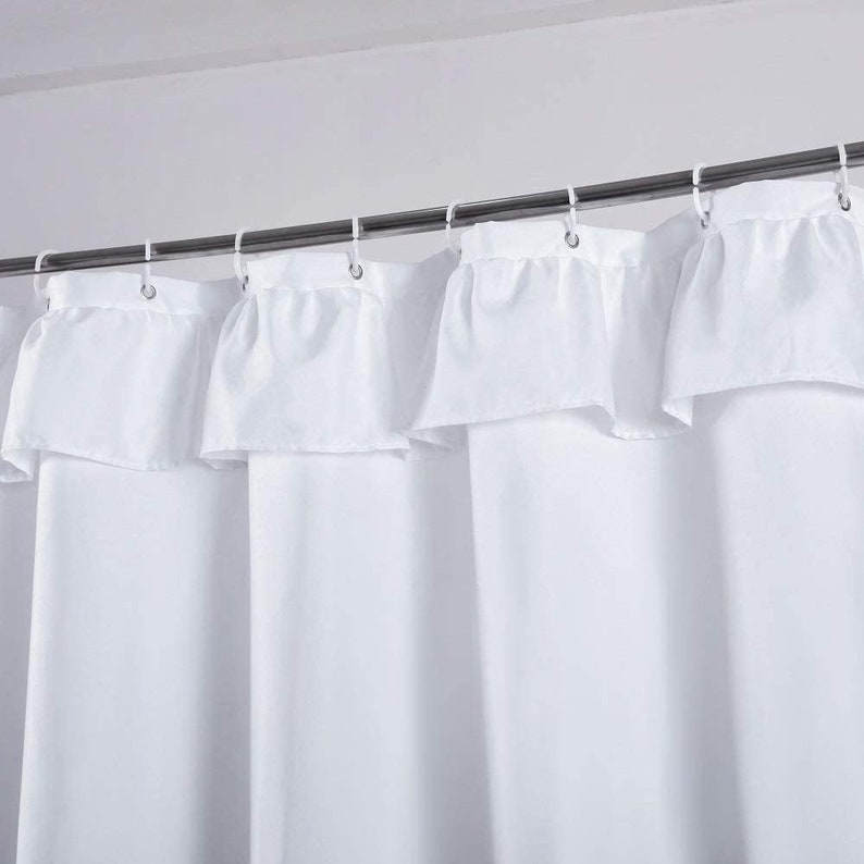 White Ruffle Shower Curtain Extra Long Farmhouse Shower Etsy
