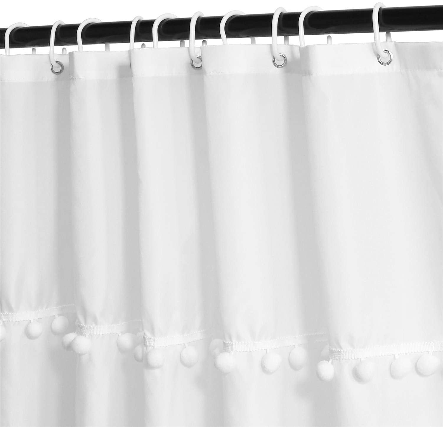 White Pom Pom Curtain Solid Color Shabby Chic Style Window Etsy Australia