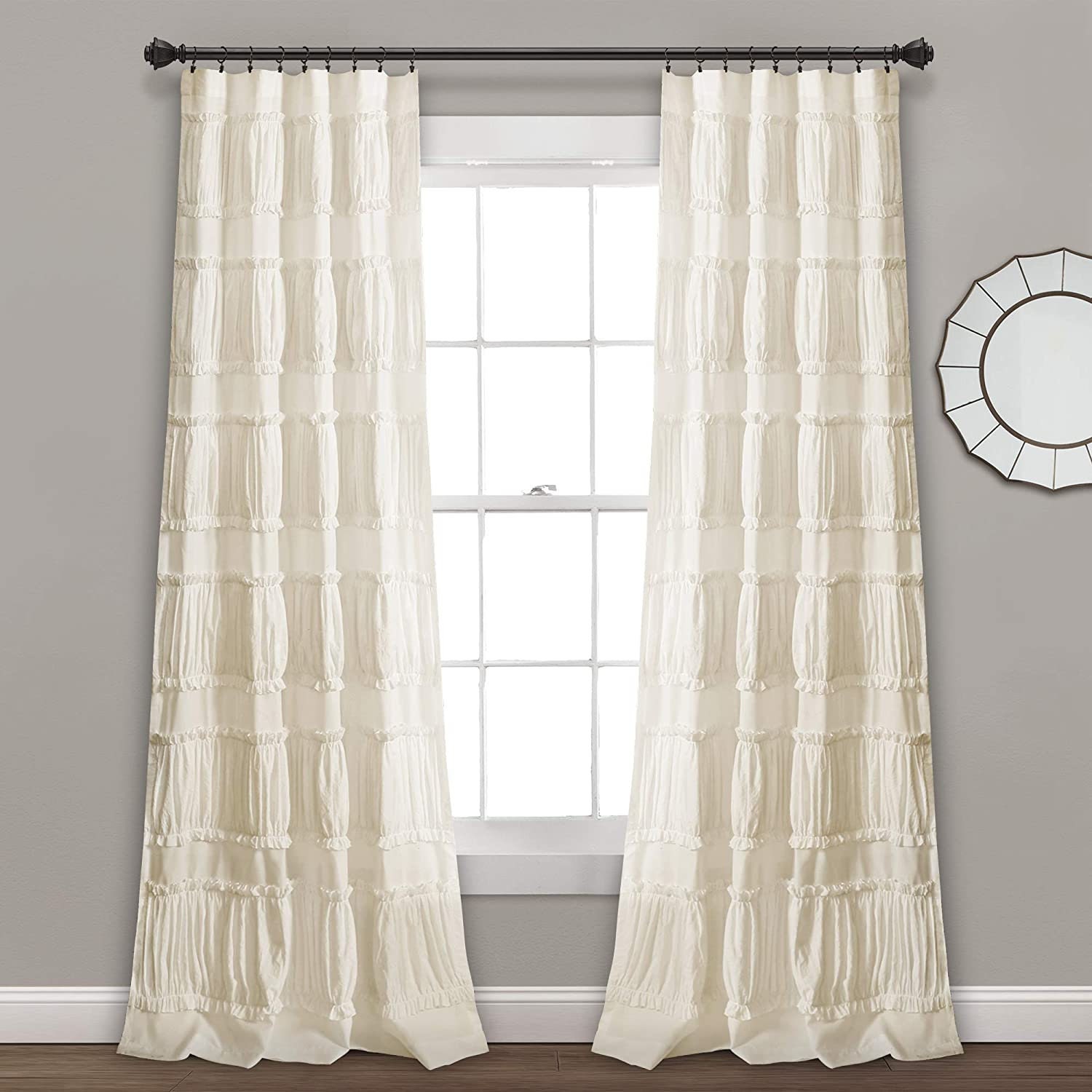 Ivory Cotton Curtains with Tassels Jumbo Ruffle Curtains Etsy