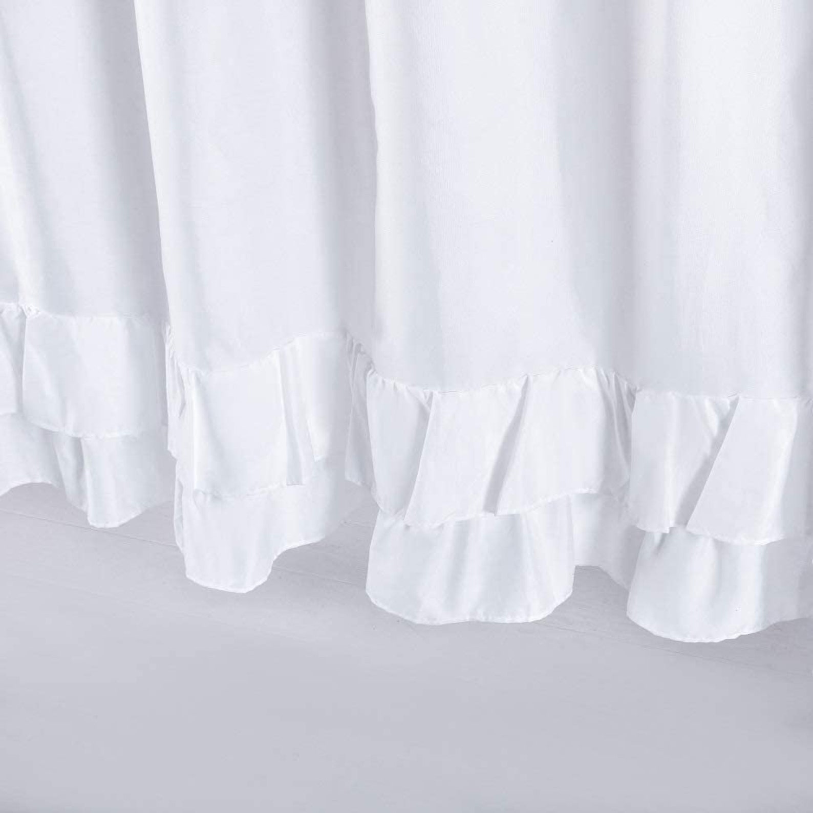 White Ruffle Shower Curtain Extra Long Farmhouse Shower Etsy