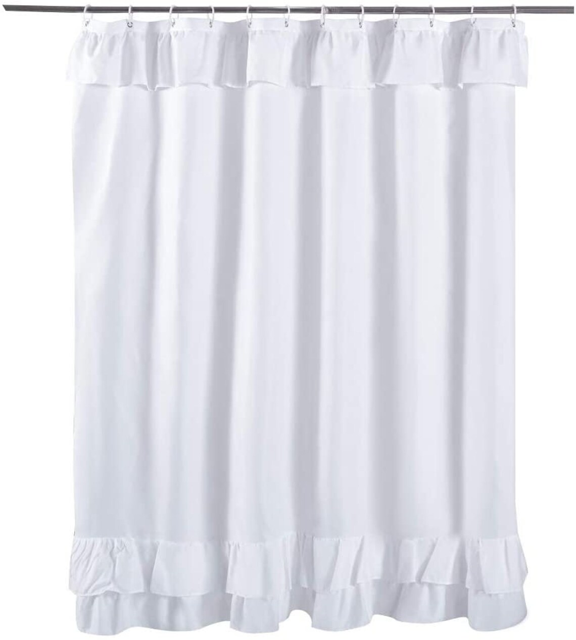 White Ruffle Shower Curtain Extra Long Farmhouse Shower Etsy