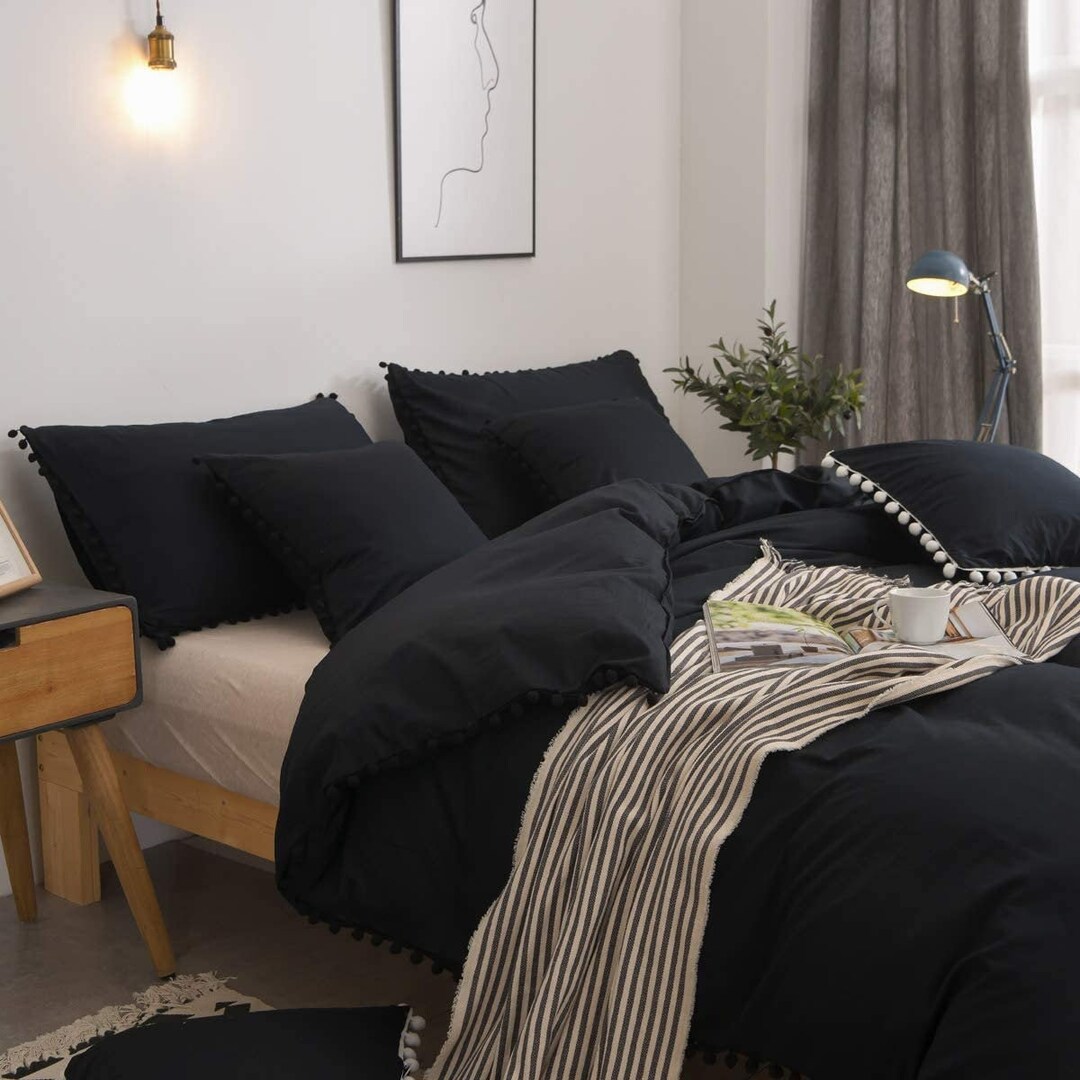 Boho Black Duvet Cover Set King Size Comforter Cover Black - Etsy