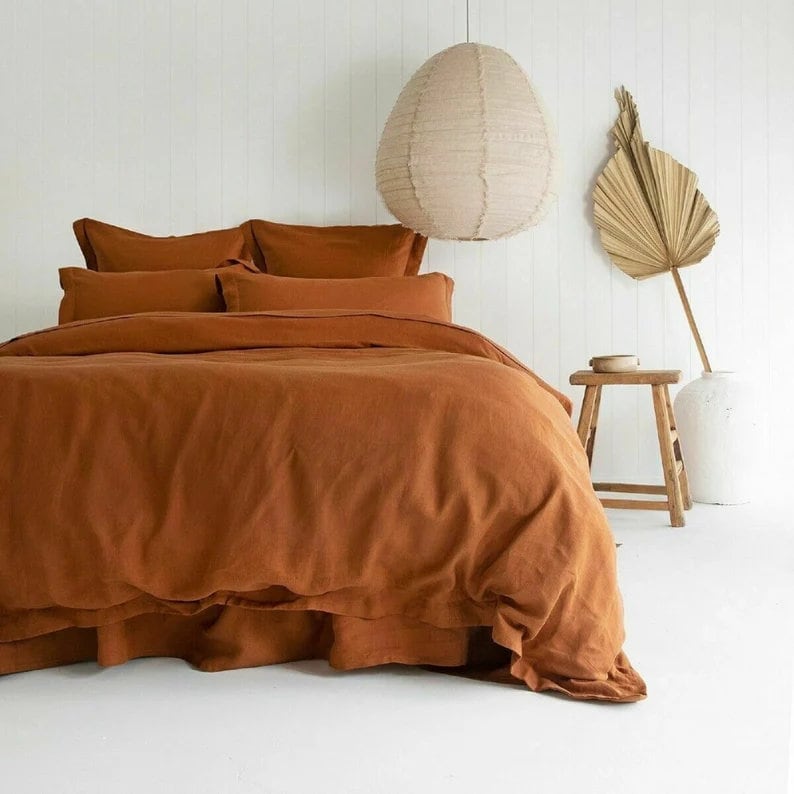 Linen Duvet Bronze Color Washed Linen Duvet Cover Linen King Etsy