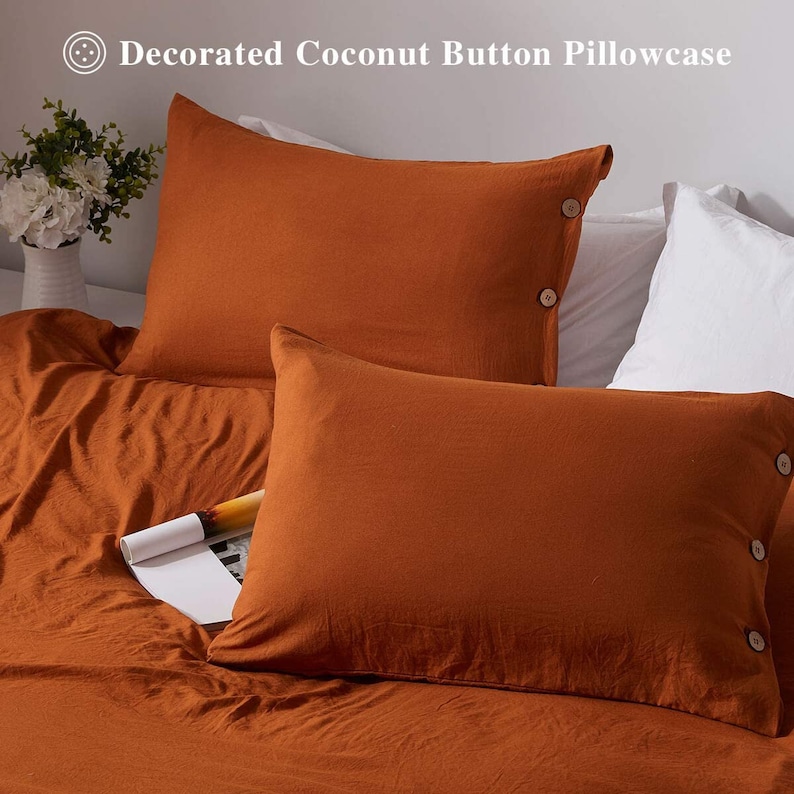 Burnt Orange Washed Cotton Duvet Cover Duvet Cover With Etsy