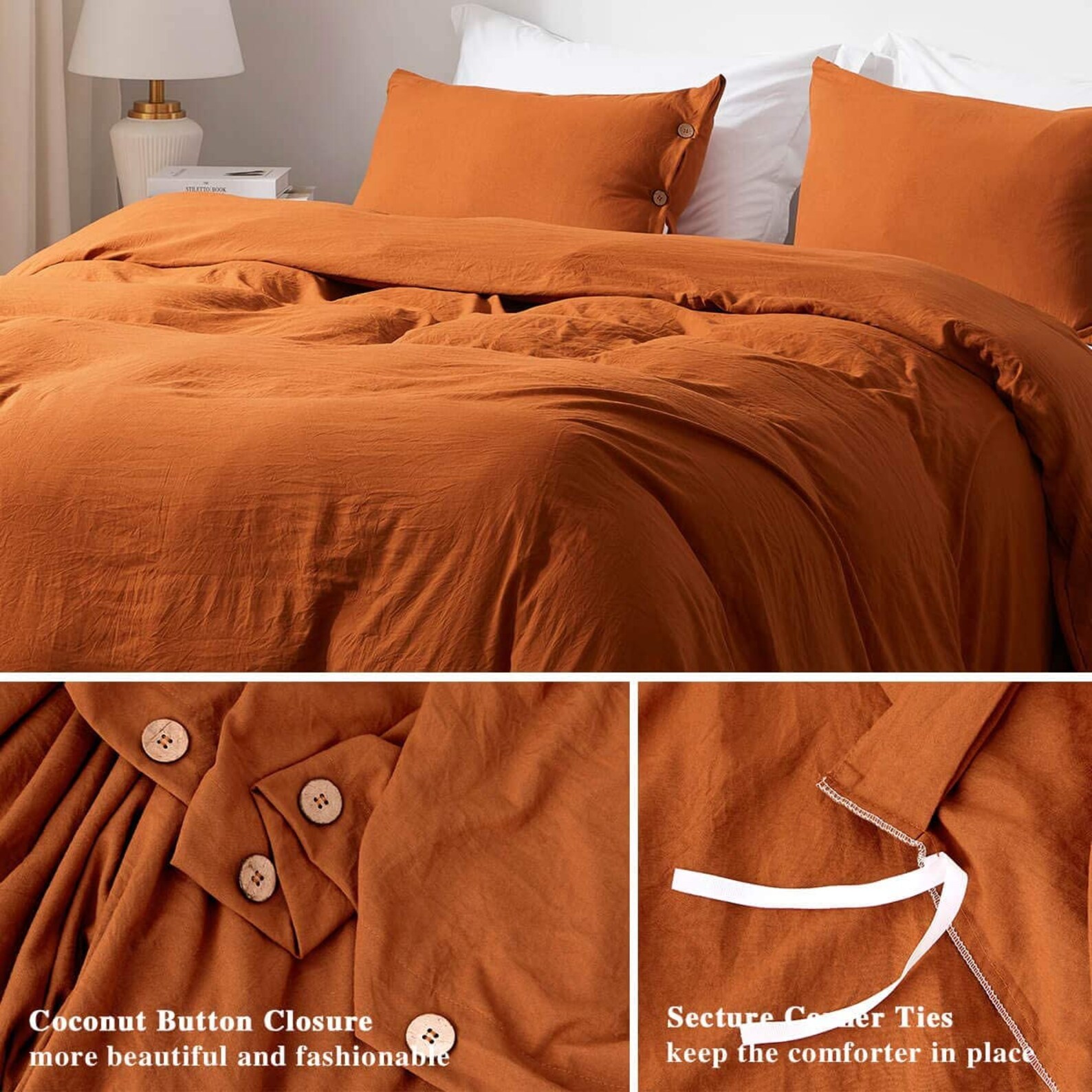 Burnt Orange Washed Cotton Duvet Cover Duvet Cover With Etsy