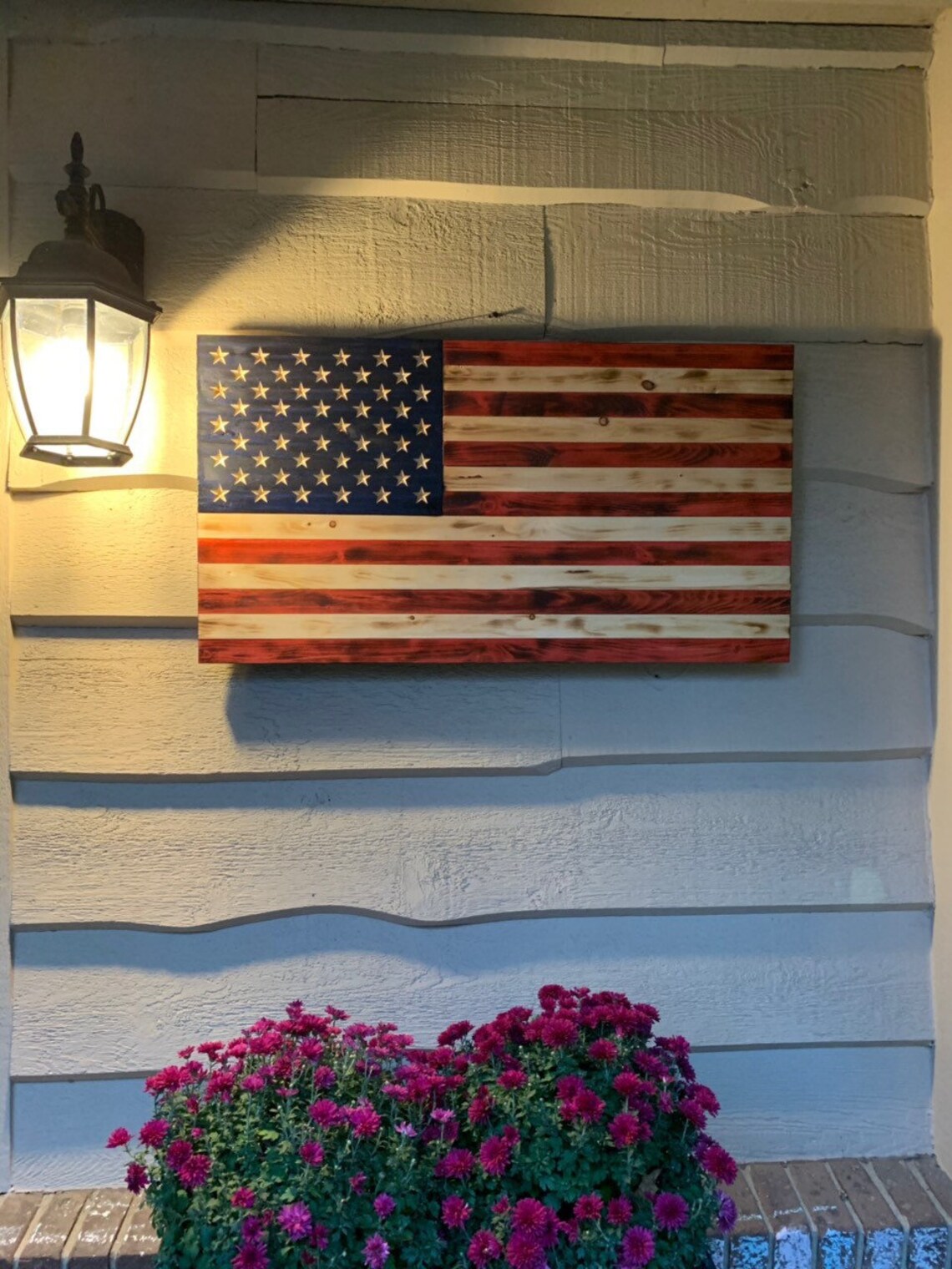 Rustic American Flag Wall Decor Rustic Wooden Color Charred Etsy