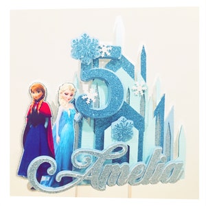 Frozen inspired personalized cake topper, frozen cake topper, Anna and Elsa cake topper