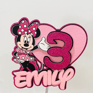 Personalize Minnie Mouse  name cake topper, Minnie mouse club house name cake  topper, Disney Minnie custom name cake topper,