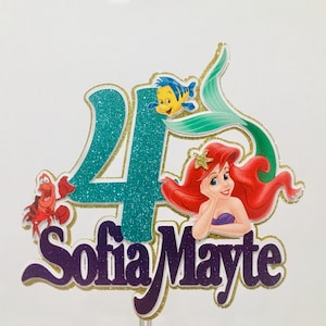 Little mermaid inspired personalized cake topper , Ariel  cake topper, Mermaid cake topper, little mermaid topper, little mermaid party
